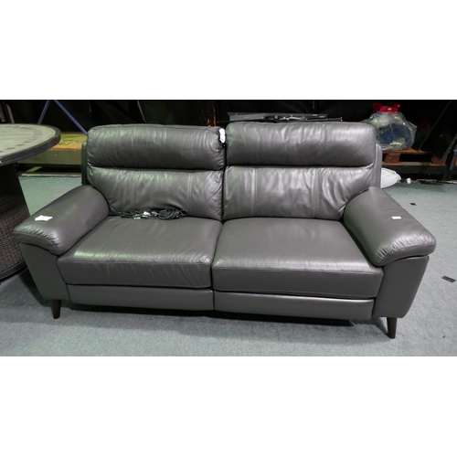 3180 - Grace Grey Leather 2.5 Seater Electric Power Reclining Sofa, Original Rrp £799.99 + VAT, (333-229) *... 