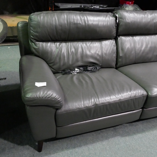 3180 - Grace Grey Leather 2.5 Seater Electric Power Reclining Sofa, Original Rrp £799.99 + VAT, (333-229) *... 