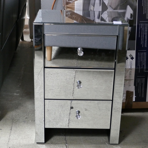 3187 - A mirrored three drawer bedside cabinet