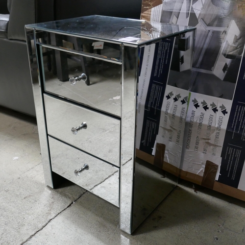 3187 - A mirrored three drawer bedside cabinet