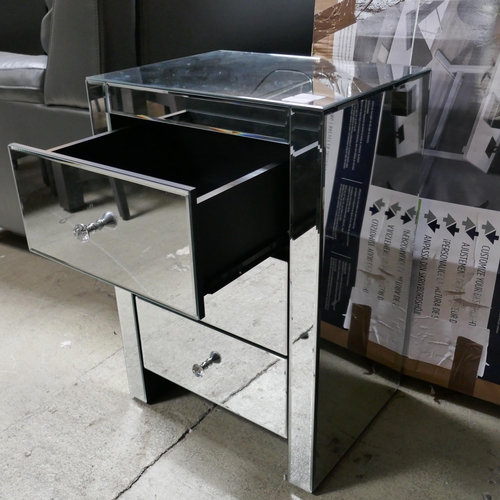 3187 - A mirrored three drawer bedside cabinet