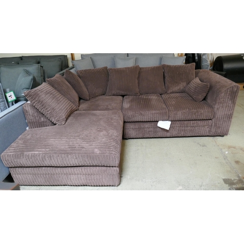 3188 - Brown cord corner sofa