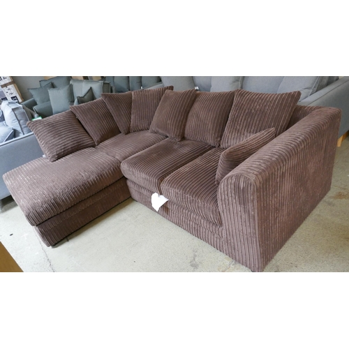 3188 - Brown cord corner sofa