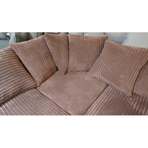 3188 - Brown cord corner sofa