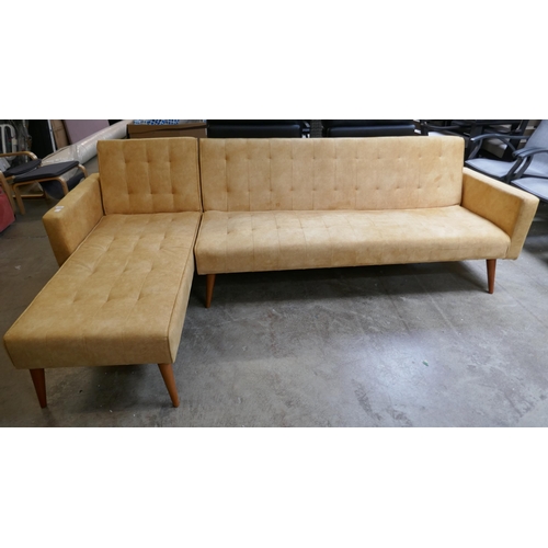 3189 - A mustard yellow corner sofa bed