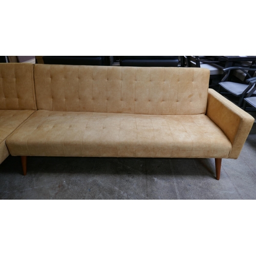 3189 - A mustard yellow corner sofa bed