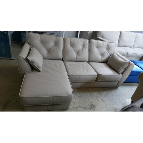 3208 - A stone leather Hoxton corner sofa - damaged frame