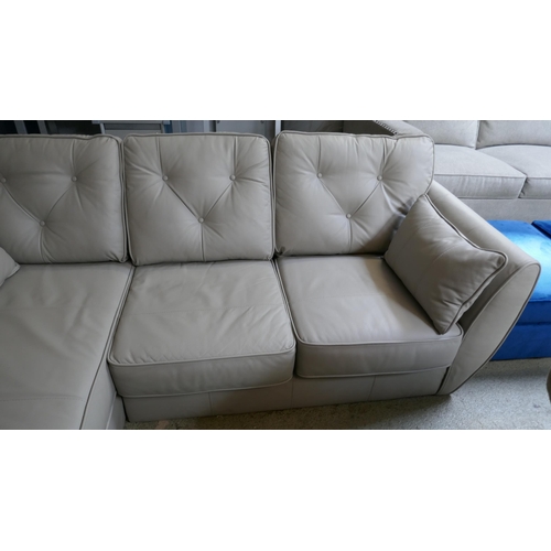 3208 - A stone leather Hoxton corner sofa - damaged frame