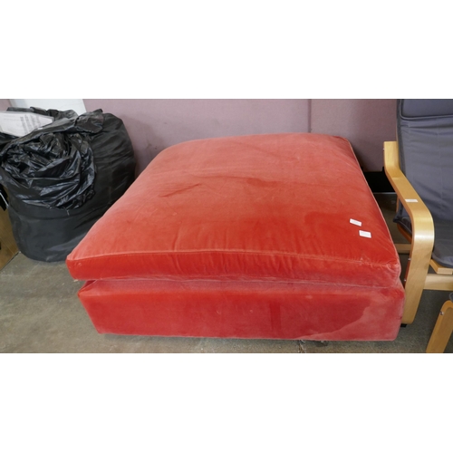 3215 - A Sofa.com pouffe, salmon velvet upholstery