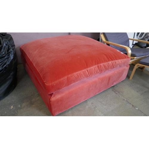 3215 - A Sofa.com pouffe, salmon velvet upholstery