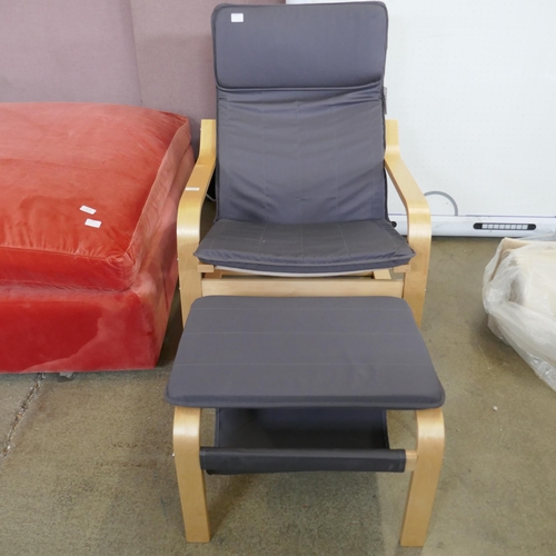 3216 - A modern curved leg rocking chair with footstool