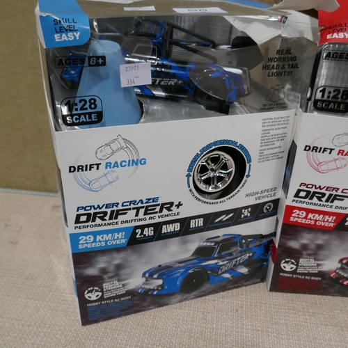 6329 - 3 x R/C Power Craze Drifters 1:28  (334-418,419,420) *This lot is subject to Vat