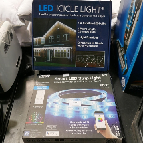 6346 - Led Icicle Light, Feit Smart Led Strip   - This lot requires UK adapters (334-3,10) *This lot is sub... 