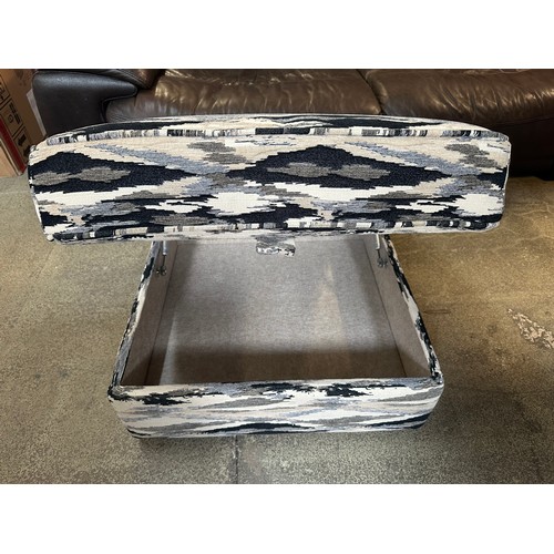 3221 - A ink blue patterned storage footstool