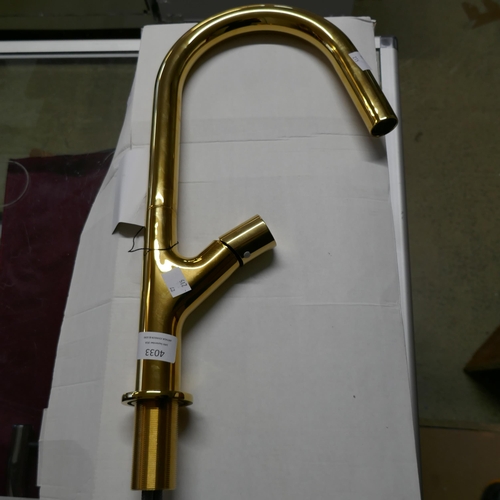 4033 - Sirona Gold Effect Pull Out Mixer Tap (458-215) *This lot is subject to Vat