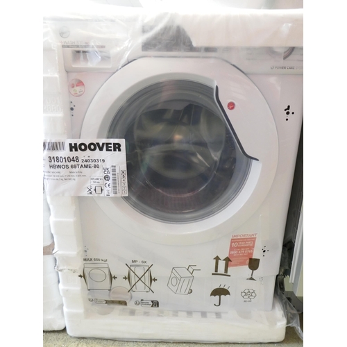 4067 - Hoover  Integrated Washing Machine (9kg) H820xW600xD525  - Model no -HBWOS 69TME (458-16) *This lot ... 