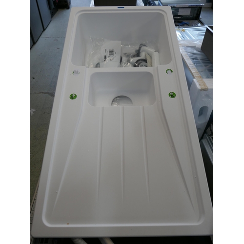 4068 - Minorca Composite 1.5 Bowl White Sink with Drainer  - Model no -BL467779 (458-28) *This lot is subje... 