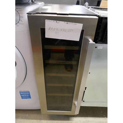 4072 - Karlson Under Counter Wine Cooler - Stainless Steel H820xW295xD575  (458-144) *This lot is subject t... 