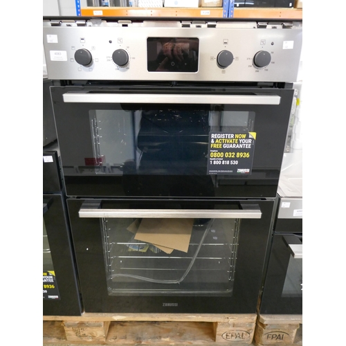 4083 - Zanussi Built In FanCook Double Oven H888xW594xD568  - Model no -ZKHNL3X1 (458-172) *This lot is sub... 