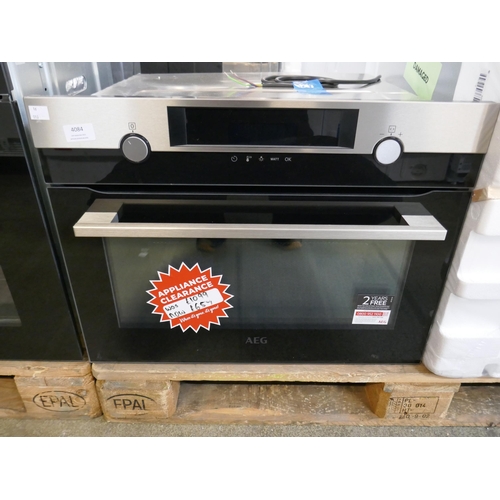 4084 - AEG Compact Multifunction Oven with Microwave - Stainless Steel H455xW595xD567 (458-110) *This lot i... 