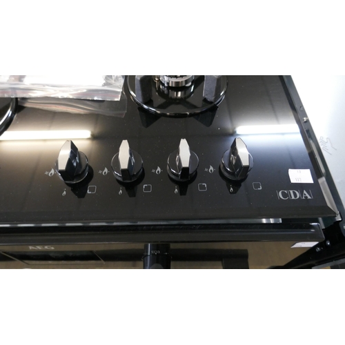 4141 - CDA  Gas-on-Glass 4 Burner Hob H44xW595xD515 - Model no -HVG620BL (458-117) *This lot is subject to ... 