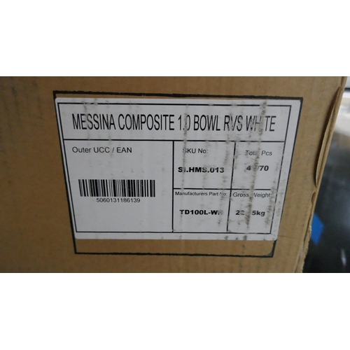 4144 - Messina Composite 1.0 Bowl RVS White Sink with Drainer (458-229) *This lot is subject to Vat