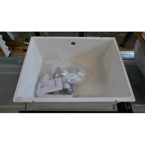 4172 - Samos 1.0 Bowl Composite U/mount White Sink  (458-183) *This lot is subject to Vat