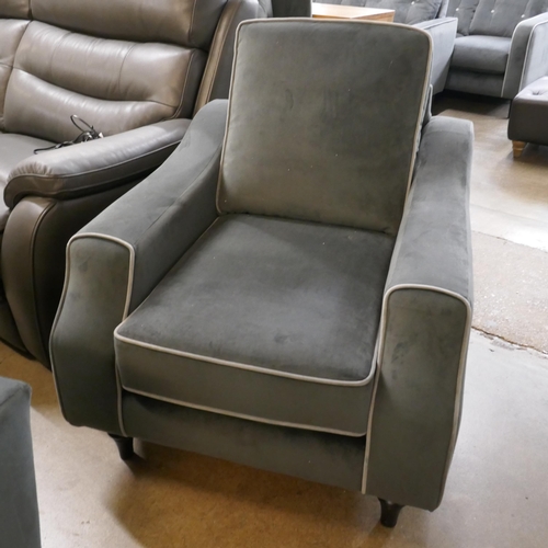 3071 - A grey velvet armchair