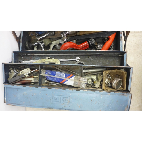 5013 - 4 metal toolboxes all sold with a selection of assorted hand tools