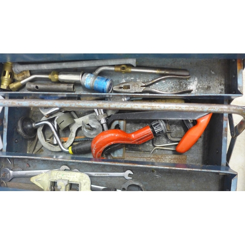 5013 - 4 metal toolboxes all sold with a selection of assorted hand tools