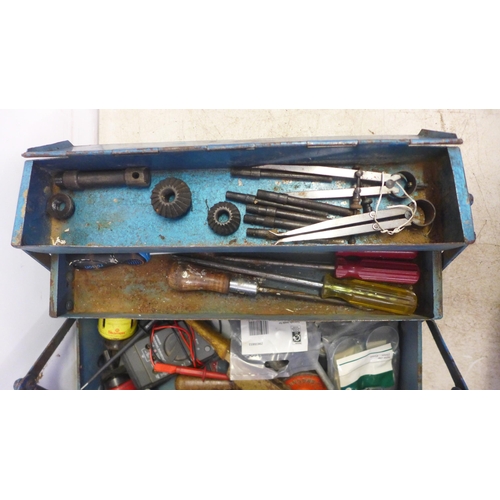 5013 - 4 metal toolboxes all sold with a selection of assorted hand tools