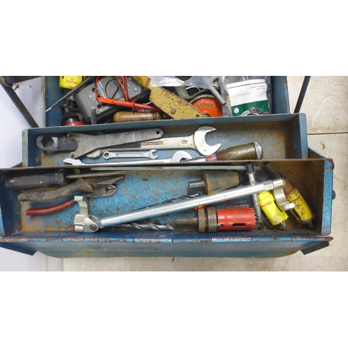 5013 - 4 metal toolboxes all sold with a selection of assorted hand tools