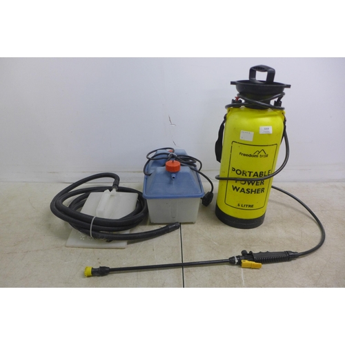 5028 - A Freedom Trail, 8 litre portable power washer and a steam wallpaper stripper