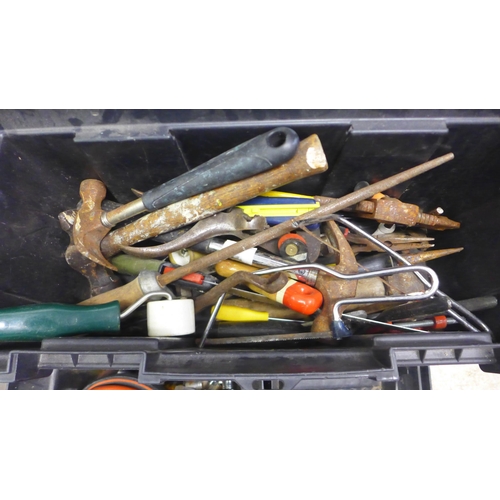 5027 - A large quantity of assorted tools including 2 plastic toolboxes and a plastic storage box containin... 