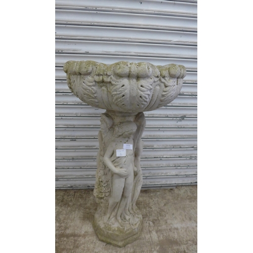 5156 - A concrete stone effect Three Graces bird bath