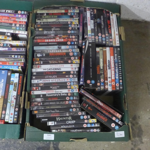 5041 - A box of horror genre DVDs including Hammer, Dracula, Halloween, Blair Witch, American Horror Story,... 