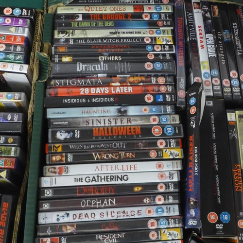 5041 - A box of horror genre DVDs including Hammer, Dracula, Halloween, Blair Witch, American Horror Story,... 