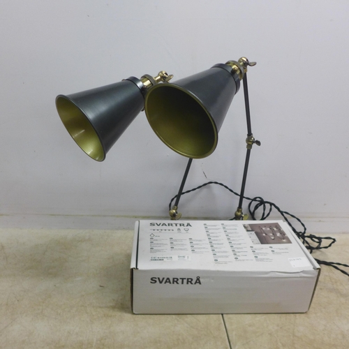 5043 - 2 anglepoise style vintage effect desk lamps and a pack of 12 Ikea Svartra string lights