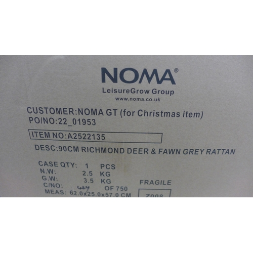 5049 - A boxed and unused Noma 90cm Richmond Deer and Fawn in grey rattan  *This lot is subject to VAT