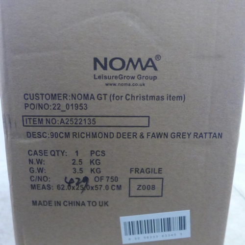 5049 - A boxed and unused Noma 90cm Richmond Deer and Fawn in grey rattan  *This lot is subject to VAT