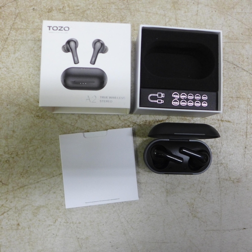 5057 - A box of 12 Tozo A1 earbuds, 6 Tozo A2 earbuds and 6 Tozo W1 wireless chargers