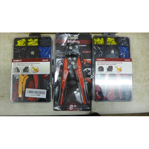 5059 - 11 Kaiweets wire strippers and 2 self adjustable wire crimping tool kits