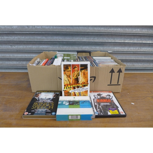 5309 - A box of assorted DVDs, CDs and tapes