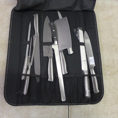 5083 - A set of Samurai triple hardened high carbon steel chefs knife with carry case (buyer must be 18+ ye... 