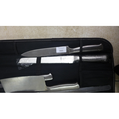 5083 - A set of Samurai triple hardened high carbon steel chefs knife with carry case (buyer must be 18+ ye... 