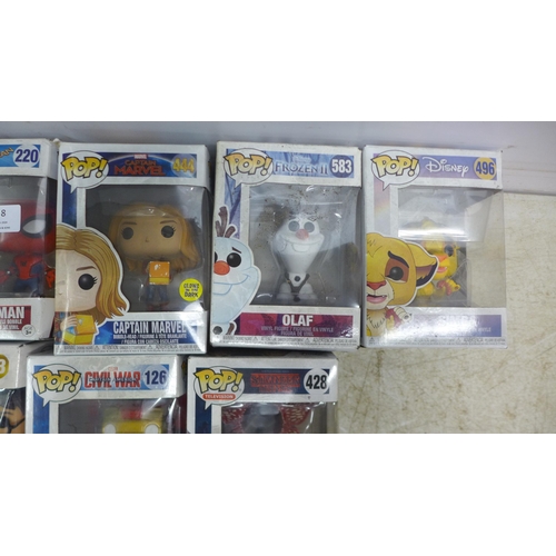 5088 - A collection of 15 Funko Pop vinyl figures, mostly Marvel and Disney