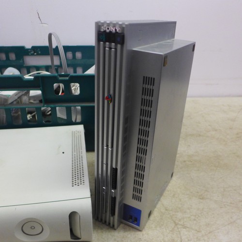 5063 - A quantity of gaming equipment including an XBox 360 with HDD, a silver prestige edition Playstation... 