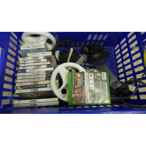 5064 - A quantity of gaming equipment including an XBox 360 with HDD, a Playstation 2, a Nintendo Wii, asso... 