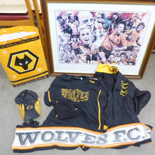 1001 - Wolverhampton Wanderers; framed Greatest Players picture, signed Billy Wright and Steve Bull, with c... 