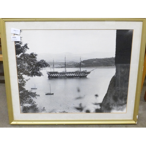 1009 - A framed and mounted picture of HMS Conway circa 1935, Naval Training Ship **PLEASE NOTE THIS LOT IS... 